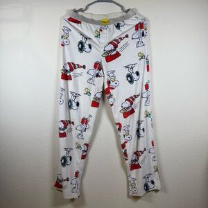 Peanuts Kids Pajama Bottoms - White with Red and Black Snoopy Print